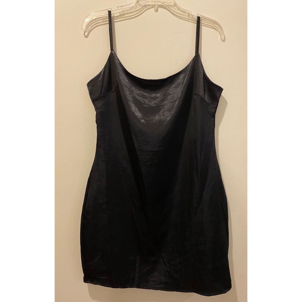Boohoo black satin dress
